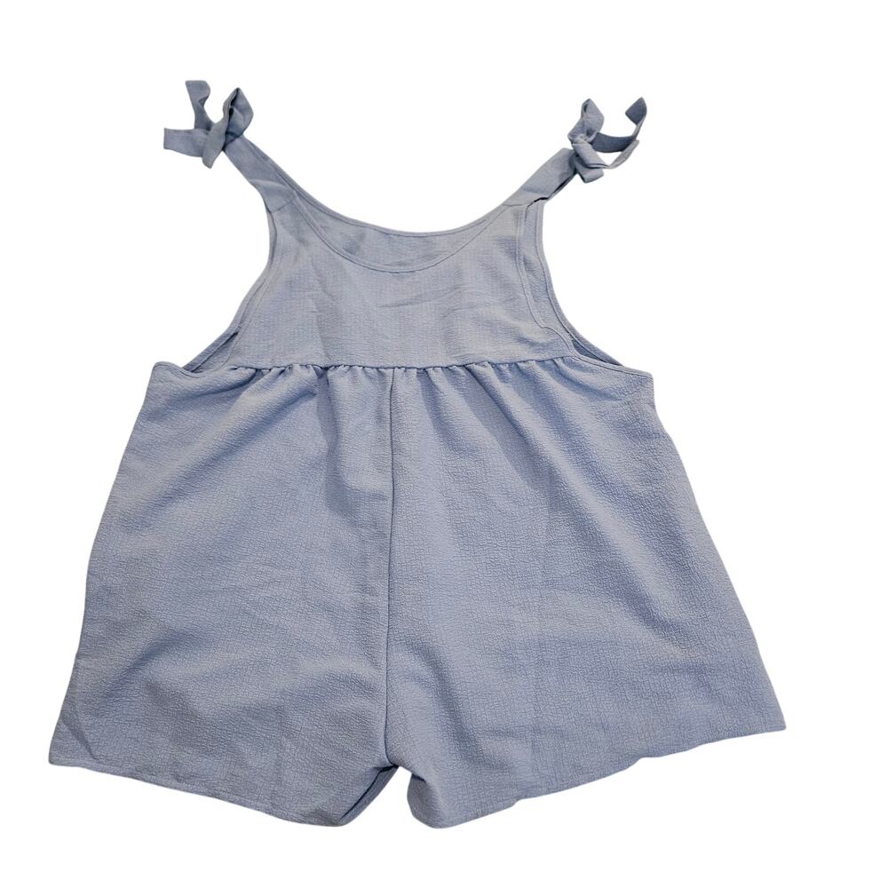 SHEIN Blue Textured Tie Strap Romper Women’s Medium Sleeveless Flowy Boho
